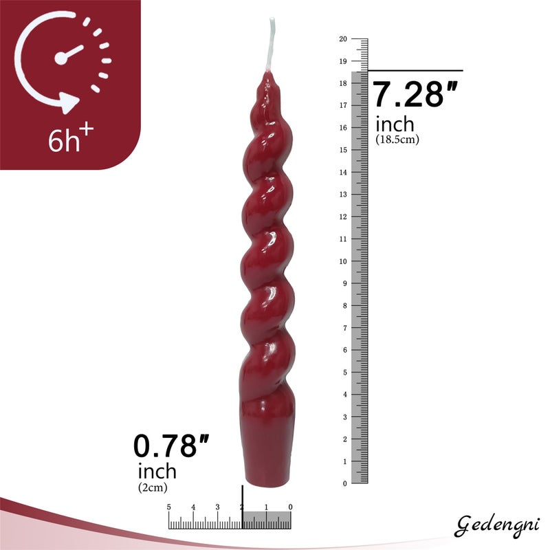 Gedengni Short Taper Candle Red Candlesticks 7inches Spiral Tapered Candles Cute Candle Sticks Small Twisted Candlestick for Holiday Wedding Party Women Gifts(2-Deep Red) - Image 4